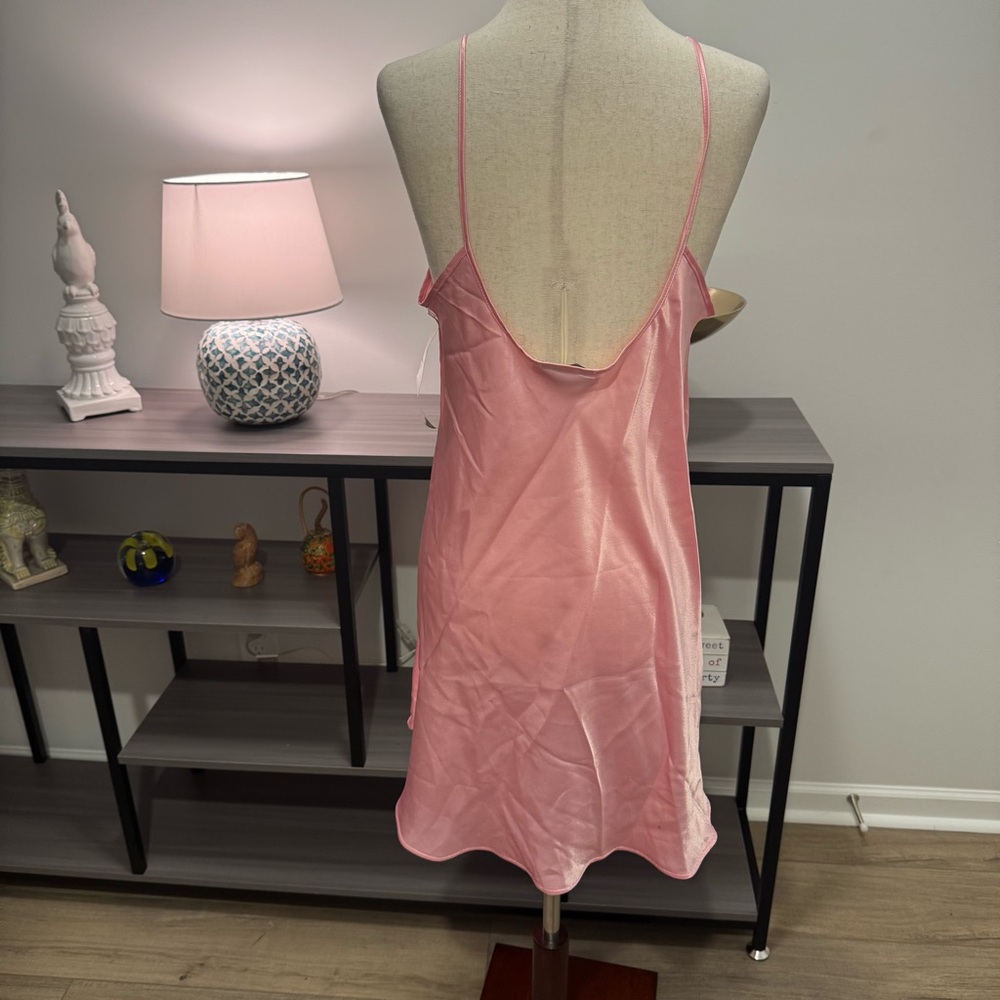 NWT Val Mode Lingerie 2-Piece Peignoir Set – Pink Satin & Floral Lace (Size M) - Picture 6 of 13